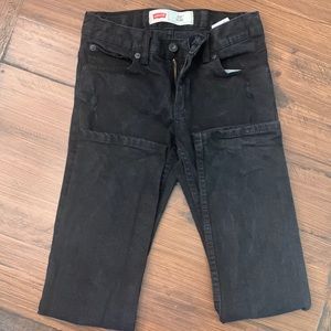 Boys black destressed levi jeans